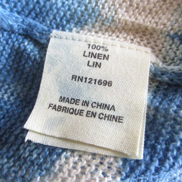 DEMYLEE Linen Blue & Off-White Tie-Dye Open Front Long Cardigan – Small - Picture 6 of 7